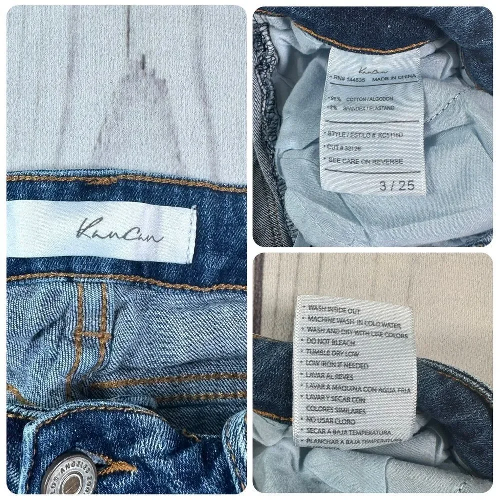 Kancan Hi‎ Rise Skinny Exposed Button Fly Distressed Raw Hem Jeans-Sz 3 / 25